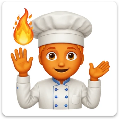 emoji mascotte goute enflammée en chef de cuisine sticker