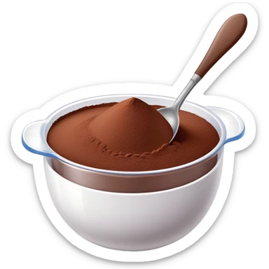 Nesquik chocolate powder being scooped with a spoon from its container sticker