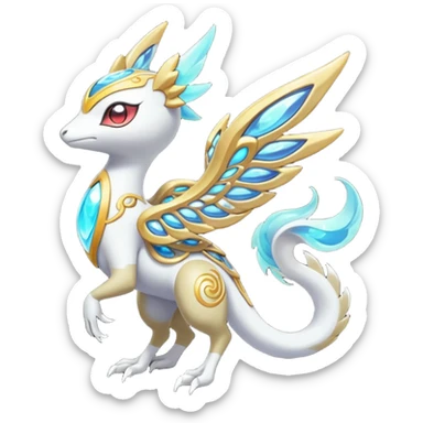 Angelic Divine Bioluminescent Translucent Luminescent Diaphanous Shiny Colorful Meloetta-Latias-Koraidon-Peppercat-Wargreymon-Protogen-Fakémon-fusion-hybrid-creature sticker