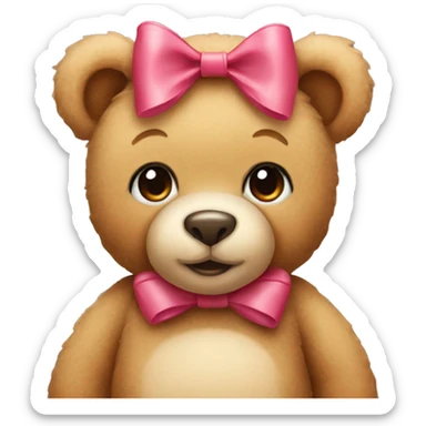 A cute teddy bear with a bow on its head  sticker