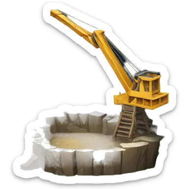 medieval wooden crane into stone pit sticker
