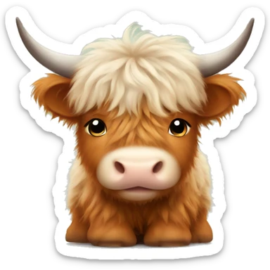 Cute Fluffy Highland cow baby sticker