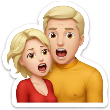 Two people are doing sex, men's penis are in the women's vagina, the women is screaming sticker