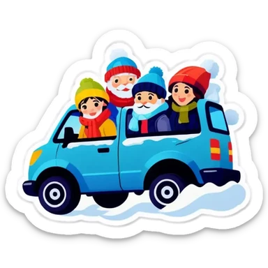 A group that drives Shido in the winter sticker