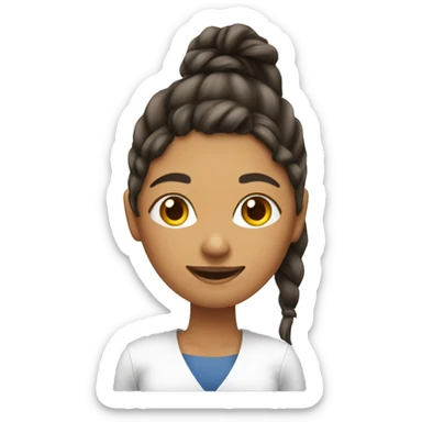 Woman with hair in ponytail writing on whiteboard sticker