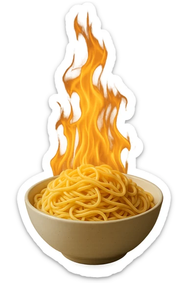 fiamma di metabolismo con bowl di pasta realistici sticker