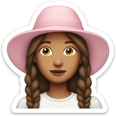 Brunette Girl with Pastell pink fisher hat sticker
