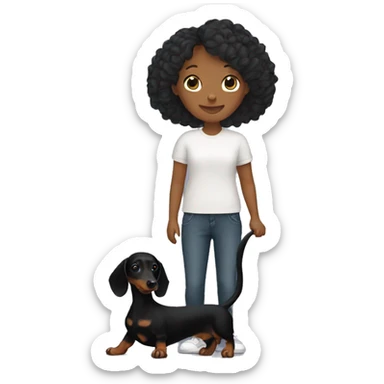 black dachshund with its owner sticker