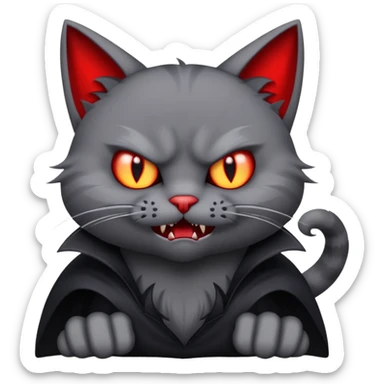 Vampire  cartoon cat with an angry expression, with its paws above its head sticker