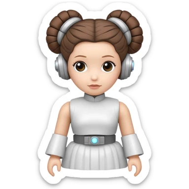 adorable toy robot featuring Princess Leia's double hair buns sticker