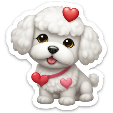 Bichon maltes con diadema de corazón  sticker