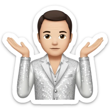 Tony Mortimer from East 17 with light skin, dark brown hair, white sequin outfit sticker