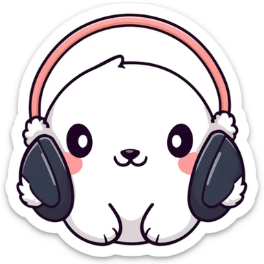 white winter ear muffs, cozy and fluffy sticker