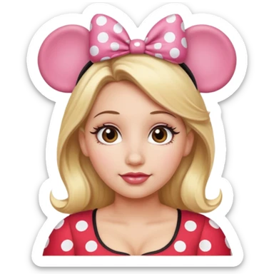 Thick Woman Hazel eyes blonde hair Minnie mouse ears sticker