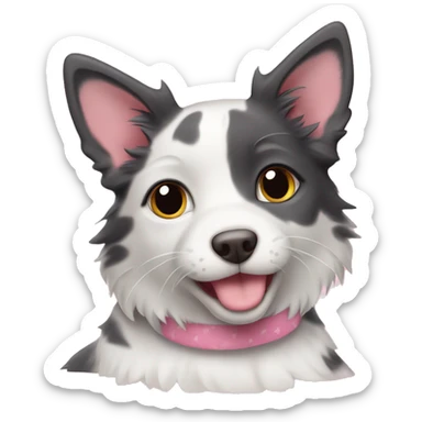 American shorthair with a border collie with pink little hearts sticker