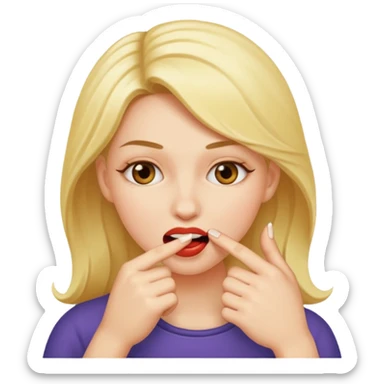 Woman biting her finger sticker