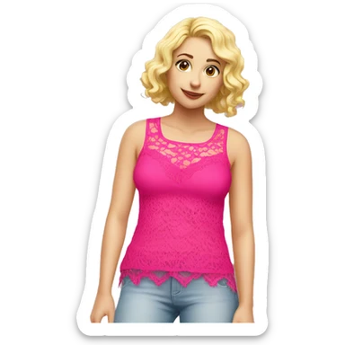  Hot pink top with lace sticker