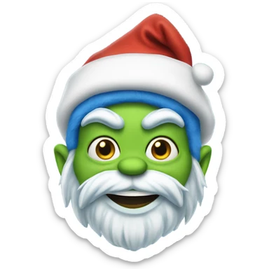 Blue grinch in Santa costume sticker