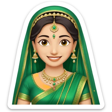bride in green saree sticker
