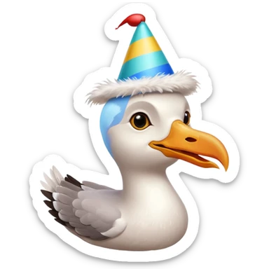 A seagull head with a party hat, without the body sticker