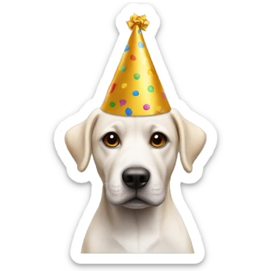 Dookie wearing a party hat sticker