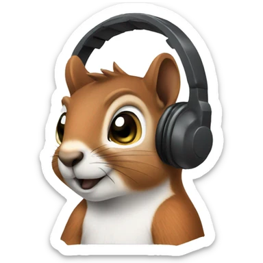 squirrel with telephone headset sticker