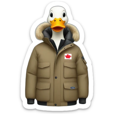 duck wearing a Canada goose jacket sticker