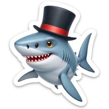 Shark with a top hat sticker
