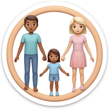 Three simple figures (parent and child) holding hands in a circle, soft pastel colors, symbolizing family support. sticker