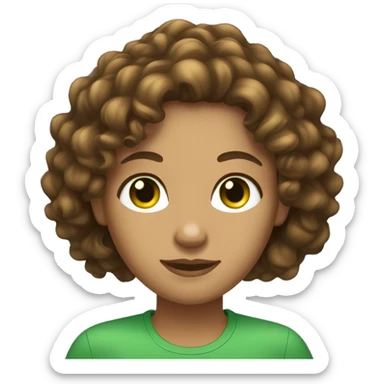Long curly brown hair women with tan skin and Green eyes sticker