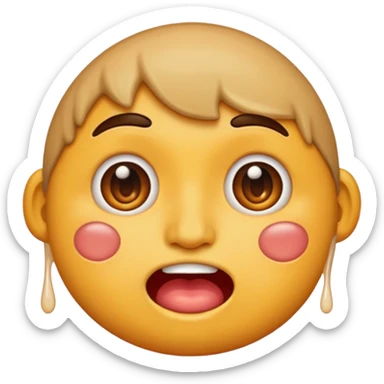 Hot face emoji with drool on chin  sticker