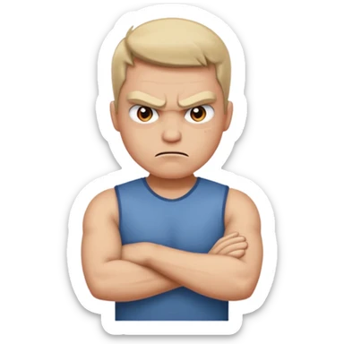 Angry face with arms crossed sticker