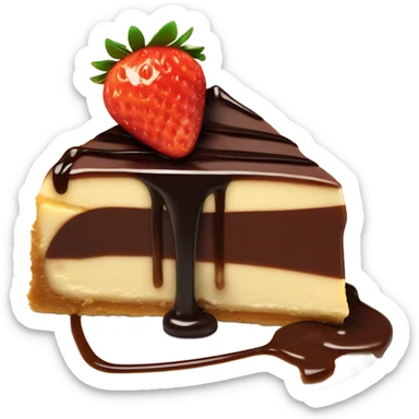 Cheese cake with strawberries and chocolate sauce sticker