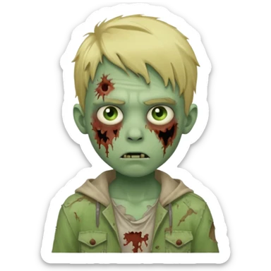 boy zombie with blonde hair and pale green skin sticker