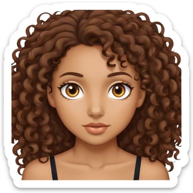 mixed girl with brown curls  sticker