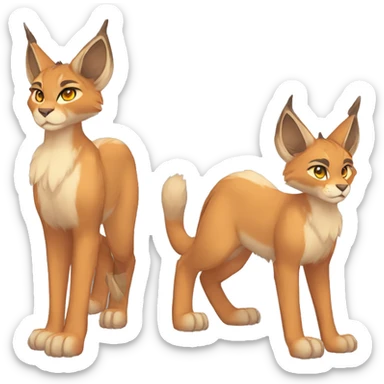 Anthro Beige-Orange-Brown Fur-Sona-Fakemon Lynx-Caracal Full Body sticker