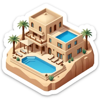 Isometric desert villa resort with pool, southwestern-style sticker