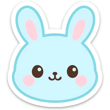 light blue cute rabbit head, kawaii style sticker