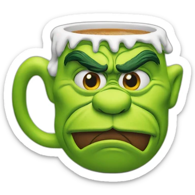 Grinch face shaped mug sticker