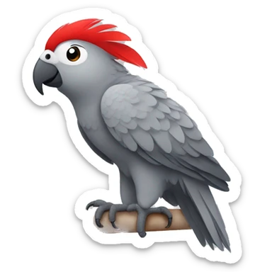 Gray parrot with one red feather on his butt sticker