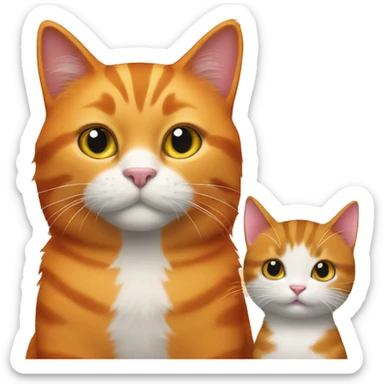 Big orange cat AND small tricolour kitty sticker