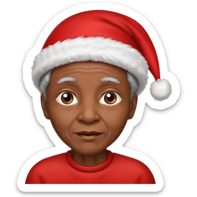 black elderly with red xmas hat sticker