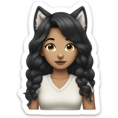 A wolf girl with black hair sticker
