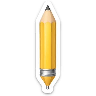 Yellow pencil, balloon style, shiny, inflated look sticker