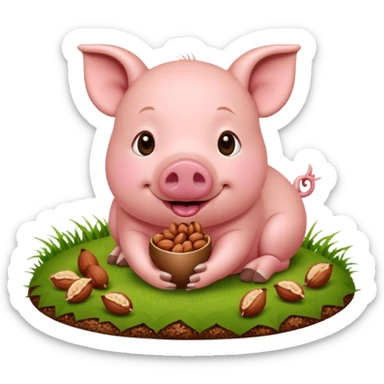pig eating nuts sticker