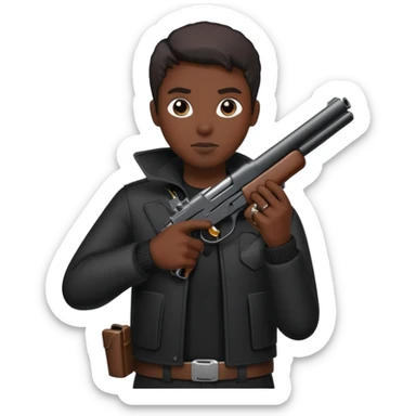 All black rat shooting gun sticker