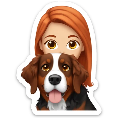 redhead girl with merle bernese mountain dog sticker