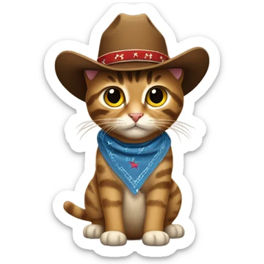 Brown tabby cat cowboy sticker