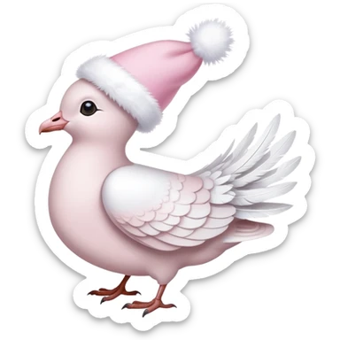 light pink beautiful magestic dove wearing light pink and white christmas hat  sticker