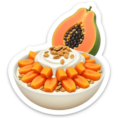 papaya with yogurt granola and honey sticker